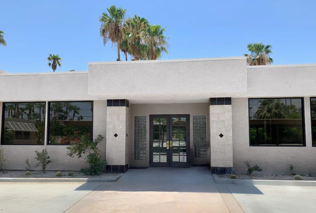 Exterior of the Palm Springs building